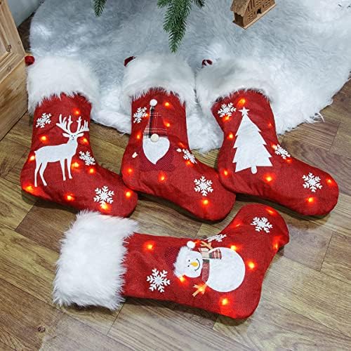 VZXATYOP Нов Комплект Коледни Чорапи от 4 теми, Коледни Чорапи с 3D Модел на Лоса и на Снежен човек, Личност, 18 Висящи Коледни
