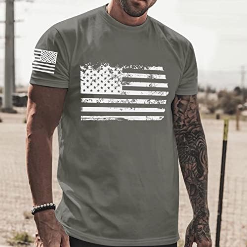 Мъжки Ризи с Патриотичен флага FAVMARTHA America, Мъжки ризи С Графичен дизайн с къс ръкав, Тениска с Кръгло Деколте