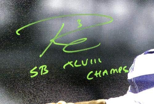 Снимка на Ръсел Уилсън отпечатъци размер 24x30 с автограф Seattle Seahawks SB XLVIII Champs Super Bowl /48