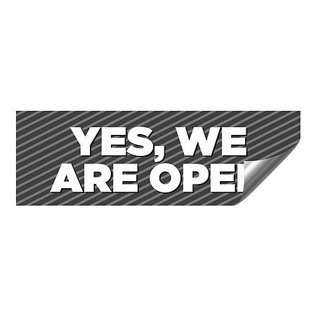 CGSignLab | Yes We are Open -Stripes Grey Сверхпрочная Промишлена Самозалепваща Алуминиева Стикер на стената | 36 x12