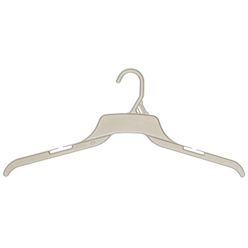 Mainetti 491 Бели Пластмасови закачалки с прорези за ремъците, отлични за блузи / потници /, рокли, 19 инча (цена