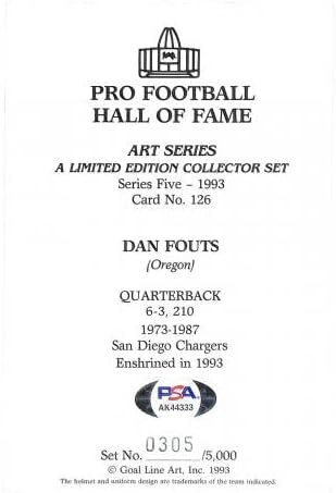 Дан Фаутс Подписа Карта с изображение на гол линията GLAC Chargers С автограф на PSA / DNA - Футболни картички с автографи на NFL