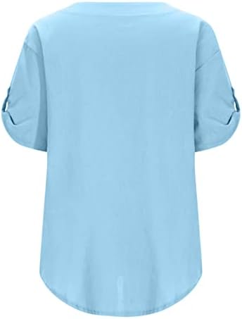 uikmnh Дамски Блузи С Къс Ръкав, Ежедневни Памучен Тениска Дълга Дължина, Лятна Свободна Блуза с Глухарче, Блуза,