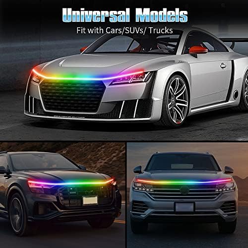 Автомобилни led Светлини Отвън, MIHAZ 70IN RGB Многоцветни led Светлини за автомобил с приложението и Дистанционно Управление