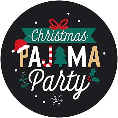 Коледна Пижама Big Dot of Happiness - Празнични Стикери в Клетка за пижамной партита във формата на кръг