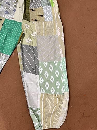 Дамски спортни панталони-палацо Ръчно изработени ZLATKA Индия в стил Мозайка, Зреещи в стил хипи за йога, Зреещи (SHI - Светло зелен), Един Размер