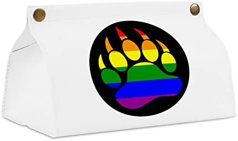 ЛГБТ Гей Гордост Дъгова Мечи Лапа Кутия За Салфетки Притежателя на Кутията Организатор на Хартиена Опаковка Чанта