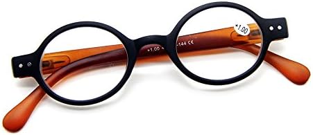 Дизайнерски Малки Кръгли Овални Реколта Очила за четене на пружинном панта, Очила за четене (+ 2,50, Черна