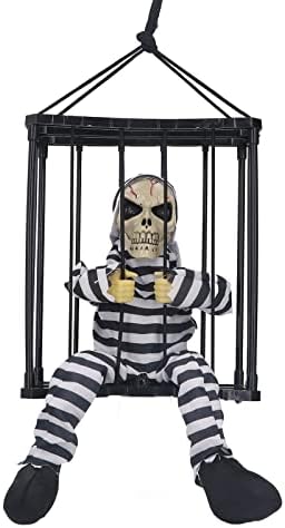 LBEC Хелоуин Страшно Затворник в Клетка с Черепа, Подпори за Декор за Хелоуин, Многоцелеви Призрачен Писък