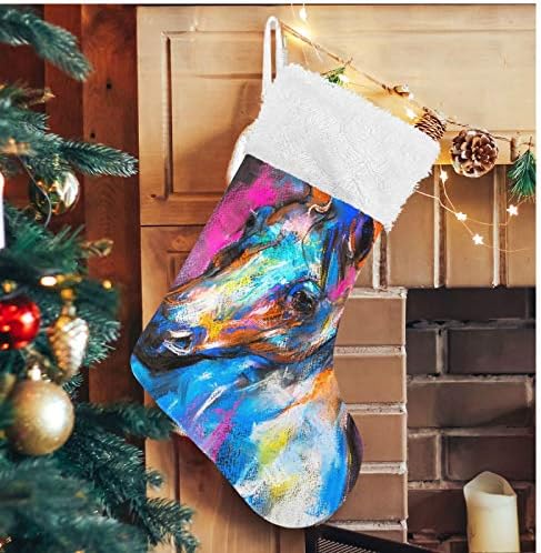 Коледни Чорапи ALAZA, Оригиналната пастельная рисувани Кон картон, Класически Персонализирани Големи Чулочные