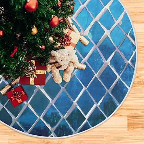 Oarencol Синя Керамична Мозайка Геометрична Пола за Коледно 36 инча В Клетка от Бъфало Мрамор Камък Коледна