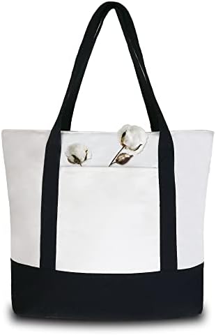 BeeGreen 3 опаковки Черни 12 унция чанти платно чанти-тоут за жени, Големи Чанти за коледни подаръци на Едро с цип, Холщовая чанта с дръжки, тежки плажни чанти с 2 джобове, ?