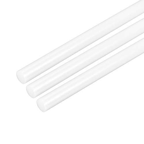 uxcell 3 бр. Пластмасови Кръгли пръти с диаметър 1/4 инча Дължина 20 инча, бяла (POM) Полиоксиметиленовые пръти, Инженеринг Пластмасова кръгла пръчка (6 мм)
