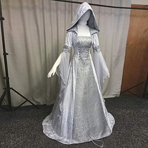 Рокля вещици ZEFOTIM, женски винтажное рокля-палто с качулка, средновековна сватбена рокля с ръкави-тръби, рокля за