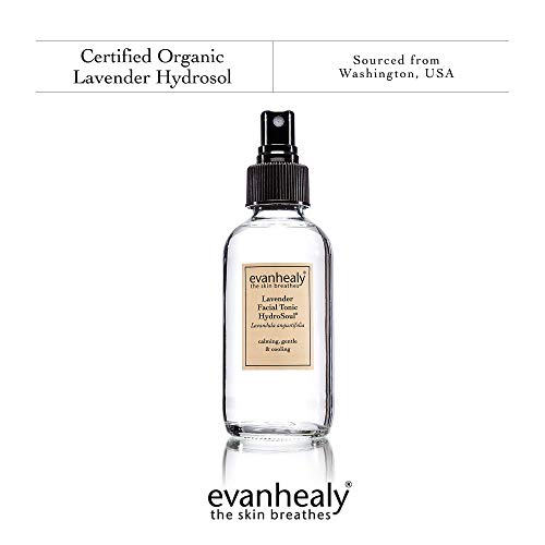 evanhealy Лавандула тоник за лице с гидрозолем | Чист Органичен Растителен Гидрозоль | Балансира, защитава и освежава всички видове кожа