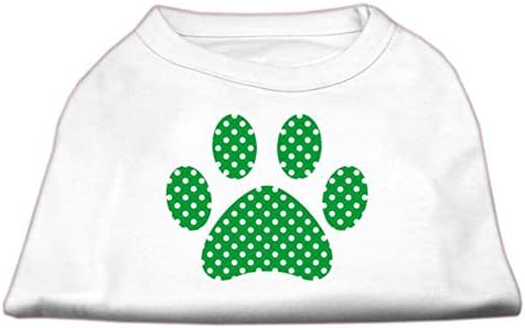 Тениска с Трафаретным Принтом Mirage Pet Products Green Dot и Swiss Лапа, Среден, Бял