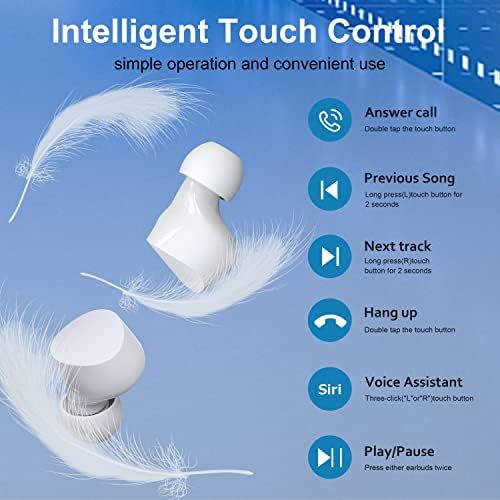 Мультяшные безжични Bluetooth слушалки, Стерео с активно шумопотискане, Bluetooth 5.1 Smart Touch, водоустойчив и защитен от пот IPX5, с бяло сладко калъф за зареждане, 36 часа възпрои