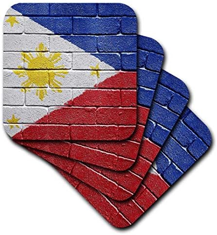 3dRose cst_156968_3 Национален флаг на Филипините, съставен на Тухлена стена, Стойка за филипинските керамични плочки, комплект