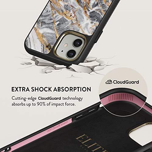 Калъф за телефон BURGA, съвместим с iPhone 11 - Черно със златист мраморен камък - Симпатичен, но здрав, благодарение на