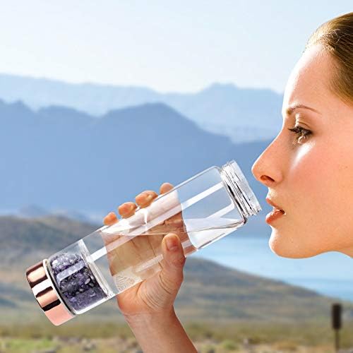 Бутилка за вода Yoption Crystal, бутилка за вода от естествен аметистового лекарствен стъкло, включва в себе си малка бутилка за заваряване на ламарина, чай и защитен ръка?