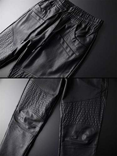 Idopy Мъжки Панталони-зреещи от Изкуствена кожа за Бягане с Еластичен колан и завязками от Изкуствена кожа