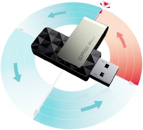 Отточна тръба на шарнирна връзка флаш памет Silicon Power 64GB Blaze В30 USB 3.0, Черен (SP064GBUF3B30V1K)