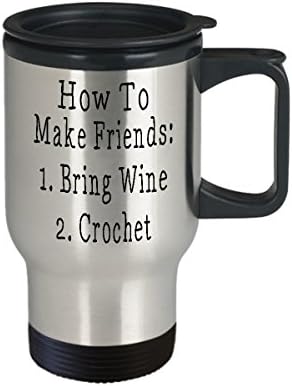 Как да станем приятели - Чаша за пътуване с плетене на една кука и Вино - Чаша За пътуване на една кука - Чаша за плетене