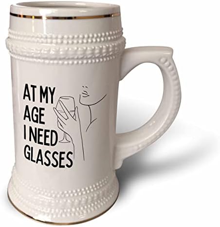 Розочка 3dRose - Забавни фрази - На моята възраст имам Нужда от ОЧИЛА - Стъклена чаша с 22 грама (stn-363450-1)