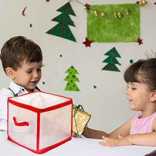 Кутия за Съхранение на Коледните Орнаменти TOYANDONA, Сгъваем Органайзер за Празнична Декорация, Прозрачен Контейнер