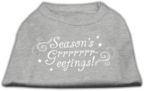 Тениска за кучета с надпис Seasons Greetings Сив L (14)