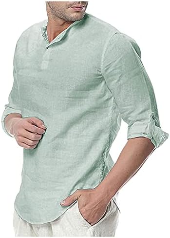 Мъжки ризи DUEIG Henley, Лятна Мъжки Памучен Бельо тениска с къс ръкав и копчета, Обикновена Есенни Бизнес Ежедневни Блузи, тениски