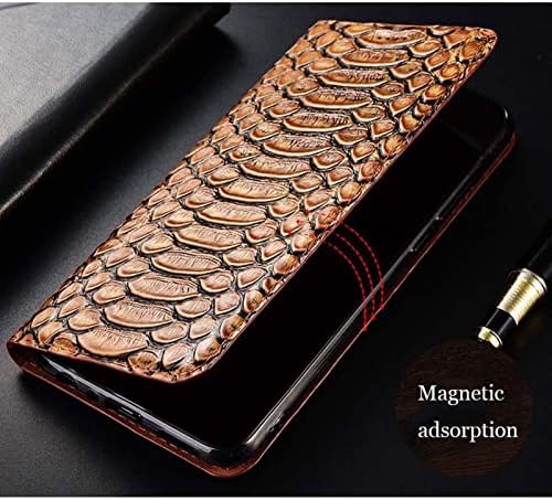 Yx-открит Магнитен Калъф-награда за телефон Samsung Galaxy S22 Ultra (2022) с панти капак-стойка от кожа на Питон с шарени