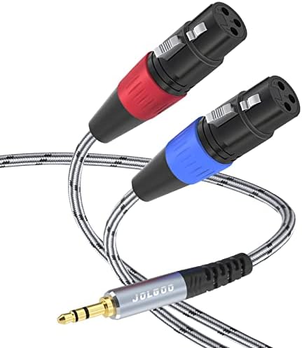 3,5 мм Разъемный кабел TRS-Dual XLR Male Pro Стерео, 1/8 Разъемный кабел за микрофон TRS Stereo-2 XLR Male Y Сплитер, 3,3 ft - JOLGOO
