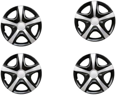 16-цолови Защелкивающиеся абсорбатори, Съвместими с Kia - Комплект от 4 ободных капаци за 16-инчови колела - Черно и сиво