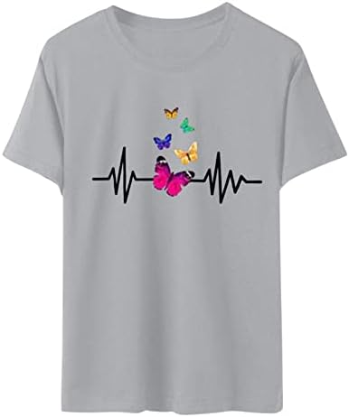 Летни Сладки Блузи за Жени, Модни Забавна Тениска с Изображение на Сърцето на Пеперудата за Момичета, Реколта Риза с