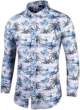 2023 Нова Мъжки Свободна Риза с дълги Ръкави и Принтом, Големи Размери, Модни и Ежедневни Риза с Цветен Модел За Почивка на Плажа, Мъжки Тънка Дълга