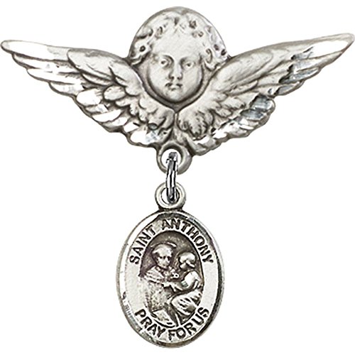 Детски икона от сребро с талисман на Св. Антоний от Падуа и икона на ангел с крила