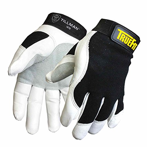 Джон Tillman and Co 2X Черно-бели механични ръкавици TrueFit от коза кожа и ликра с еластична плетене на една кука
