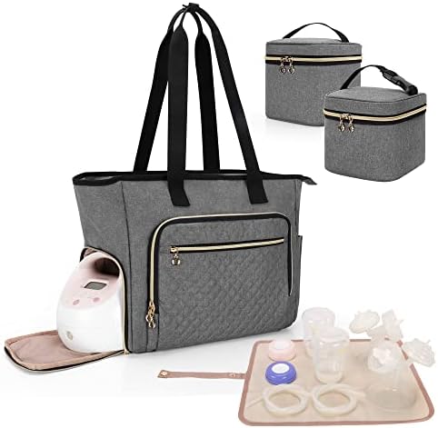 Чанта за молокоотсоса Luxja (с чанта-интеркулер кърма, малко калъф за носене и водоустойчив мат), Съвместима с Spectra S1 и