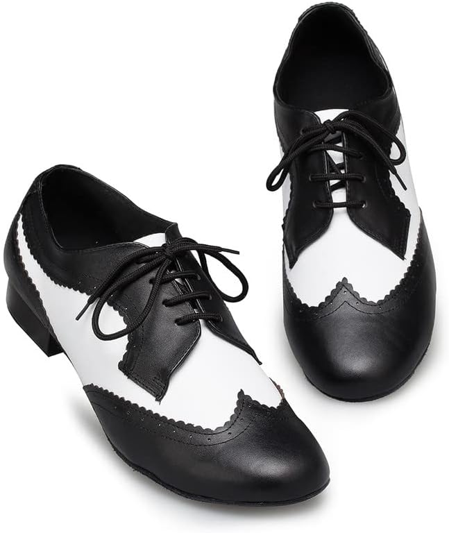 Мъжки обувки за латино Танци AOQUNFS, Черни Кожени Обувки за героите на балната зала Танго и Салса, Модел L175