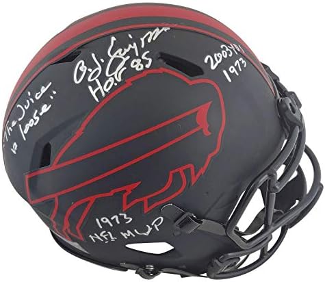 Биллс Оа Дж. Симпсън 4x Insc Подписа Голям шлем Eclipse Speed Руски JSA - Каски NFL с автограф