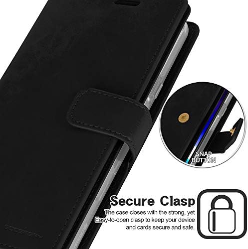Чантата Goospery Mansoor за LG V40 ThinQ Case (2018 Г.) Двустранен Държач за карти с панти капак (черен) LGV40-MAN-BLK