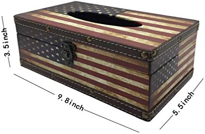 DreamsEden Ретро Американски Флаг Дръжка Чаша Дървена Кутия за Салфетки