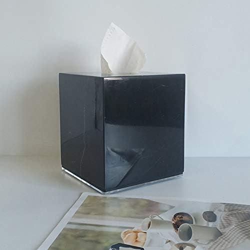 Държач за кърпички от естествен гладък мрамор StonePlus, стойка за ролка хартия с подвижна акрилно дъно за маси, Тумбочек,