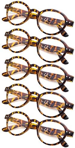 Кръгли ретро очила за четене Gr8Sight в 5 опаковки с кутия пролетта вериги включват четци Sunshine