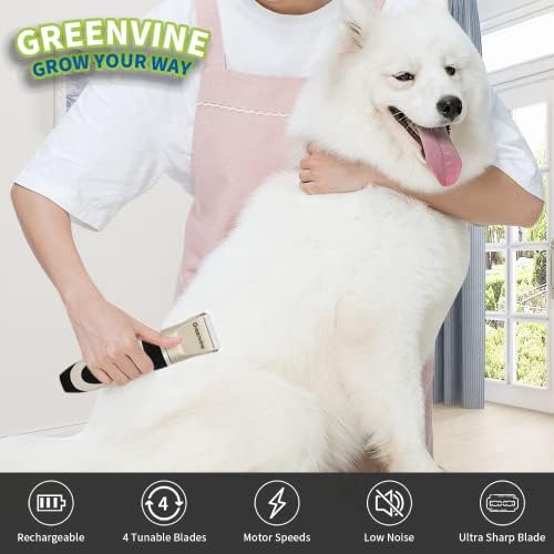 Машинки за подстригване на кучета Greenvine, USB-акумулаторен комплект, за грижа за кучета, котки и други домашни любимци, професионален
