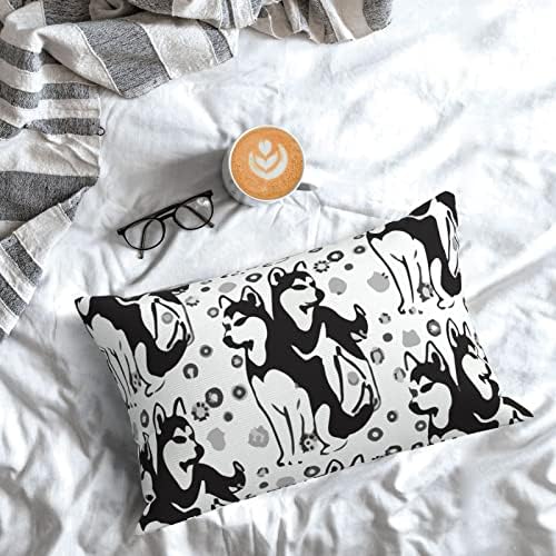 Предпазни възглавници за легло с цип Сибирското Хъски-Снежинки Мека Калъфка за Носене 20x30 См