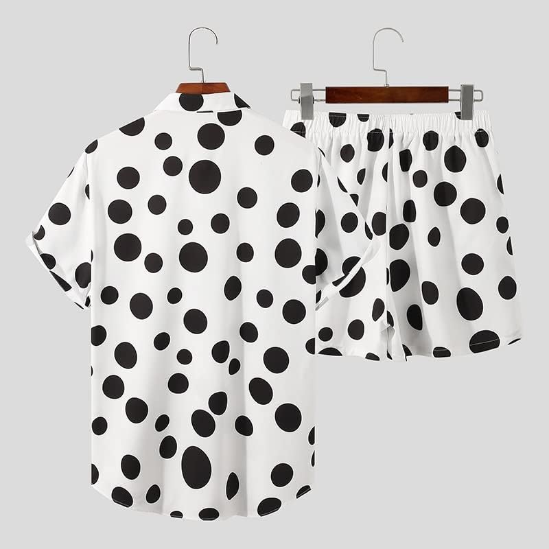 WSSBK Модерен мъжки комплекти с принтом в грах, градинска облекло за почивка, Риза с къс ръкав, Плажни Шорти, 2 броя, мъжки