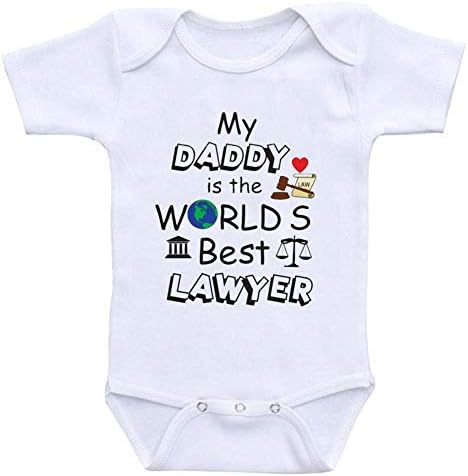 Детски гащеризон JOYU баща Ми - най-добрият адвокат в света, ризи с къс ръкав за новородено (бял, 0-3 месеца)