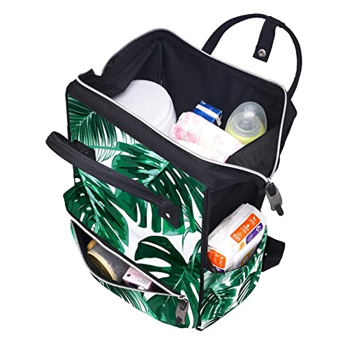 Чанти-Тоут с Шарките на Зелени Тропически Листа, Раница за Мумии, Голямо Голям Чанта за Памперси, Пътна Чанта за